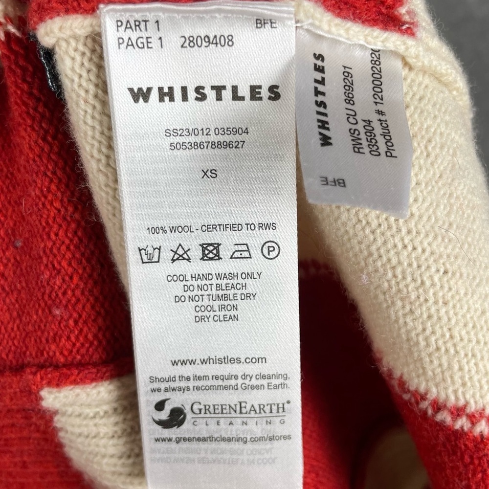 Whistles Sweater Womens XS Wool ColorBlock Stripe Mock Neck Abstract Cozy Jumper - Picture 7 of 8